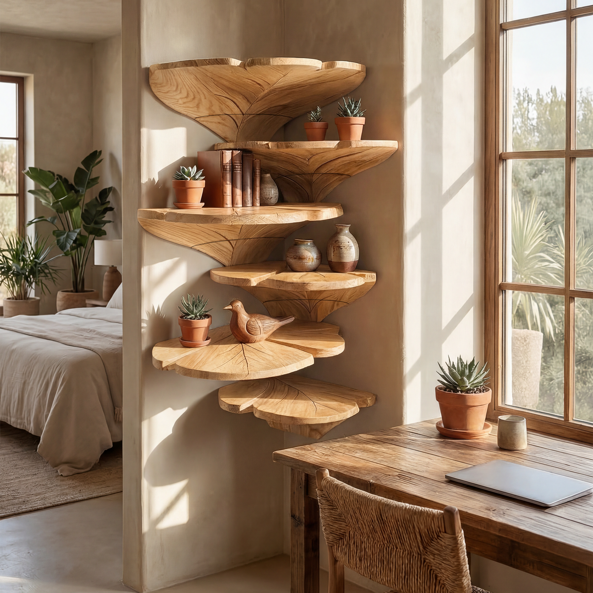 Farmhouse Leaf Shape Corner Shelf Bathroom Wall Decor Display