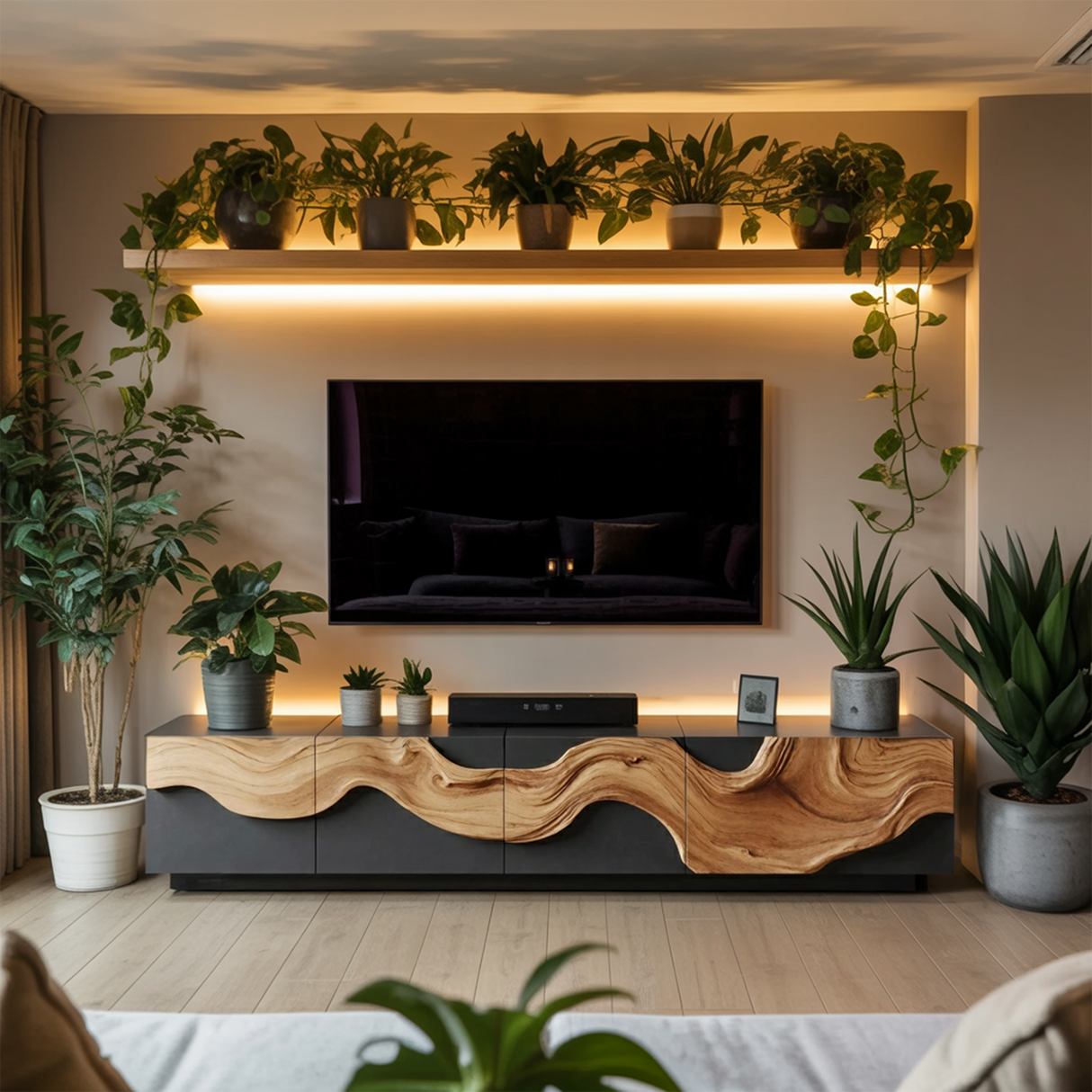 Farmhouse Media Console Cabinet For Living Room