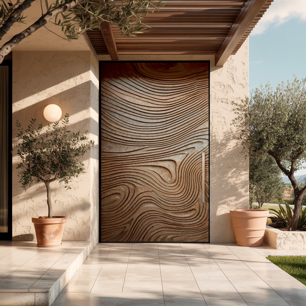 Contemporary Sculpted Door For Grand Entryway Or Modern Villa