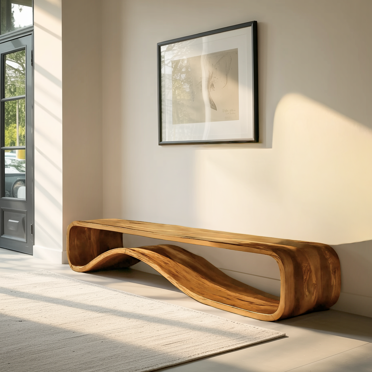 Organic Modern Bench Curved Sculptural For Home Furniture