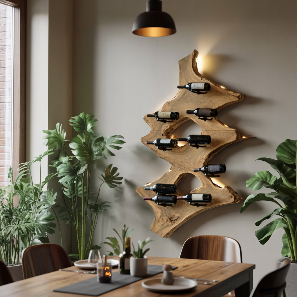 Mid Century Wine Stand For Kitchen Home Bar Display