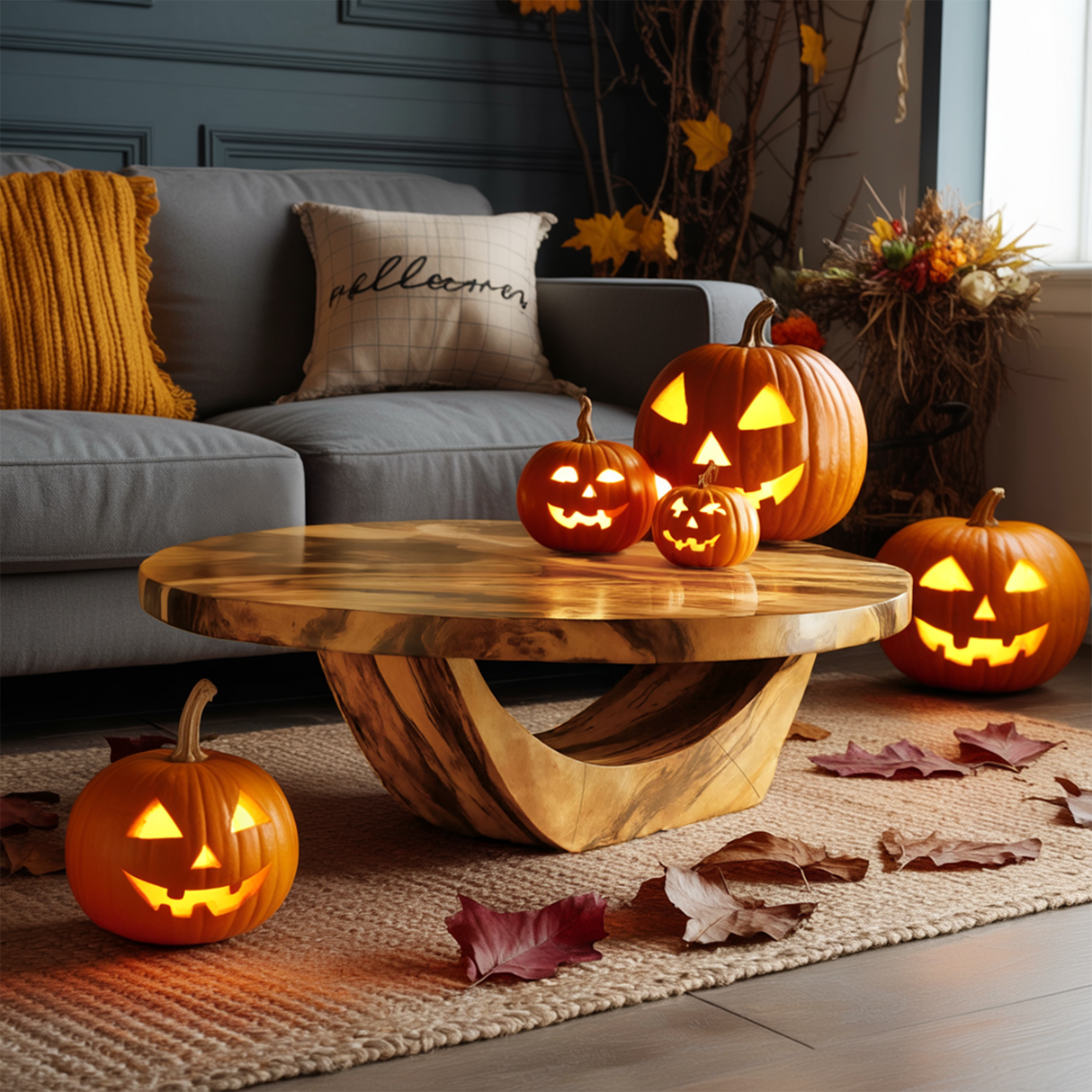 Modern Solid Wood Coffee Table For Living Room Ghostly Halloween
