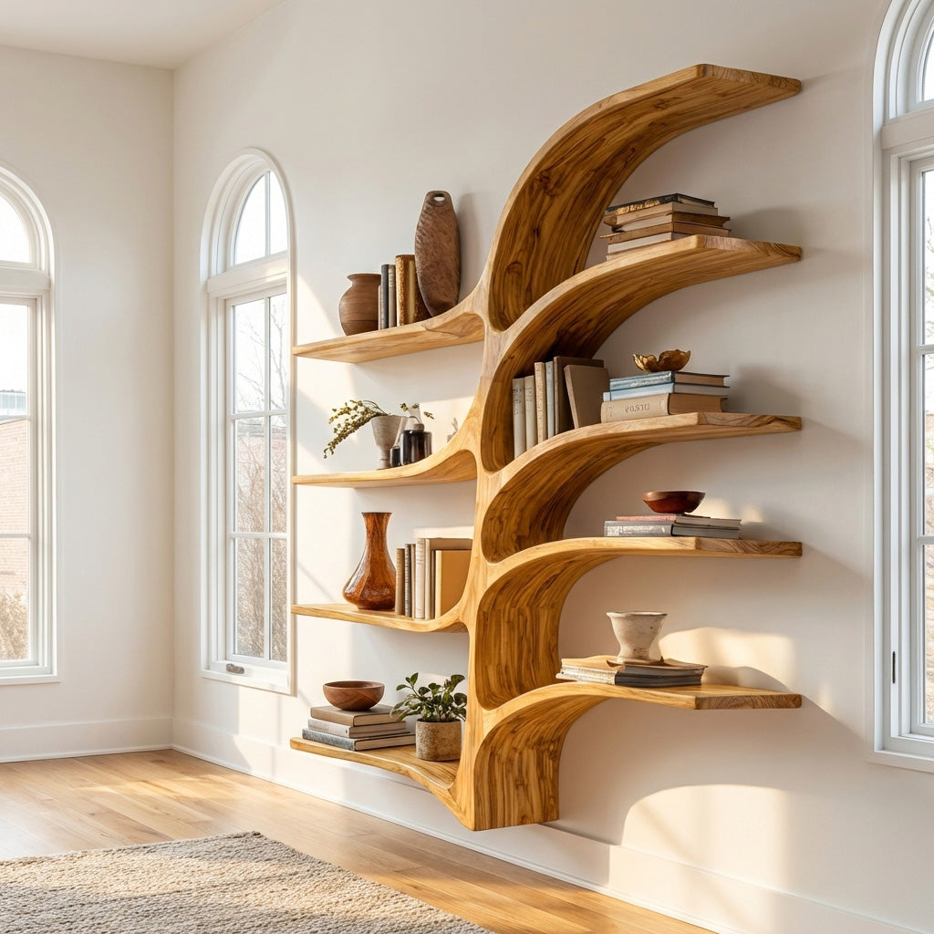 Farmhouse Style Wooden Wall Shelf For Living Room Decor