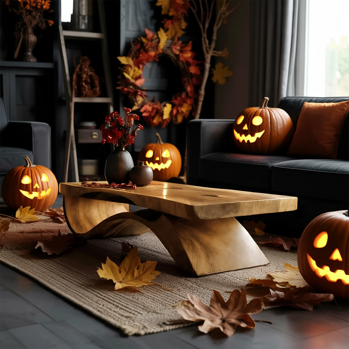 Mid Century Wooden Live Edge Coffee Table Livingroom Decor Autumn Vibes