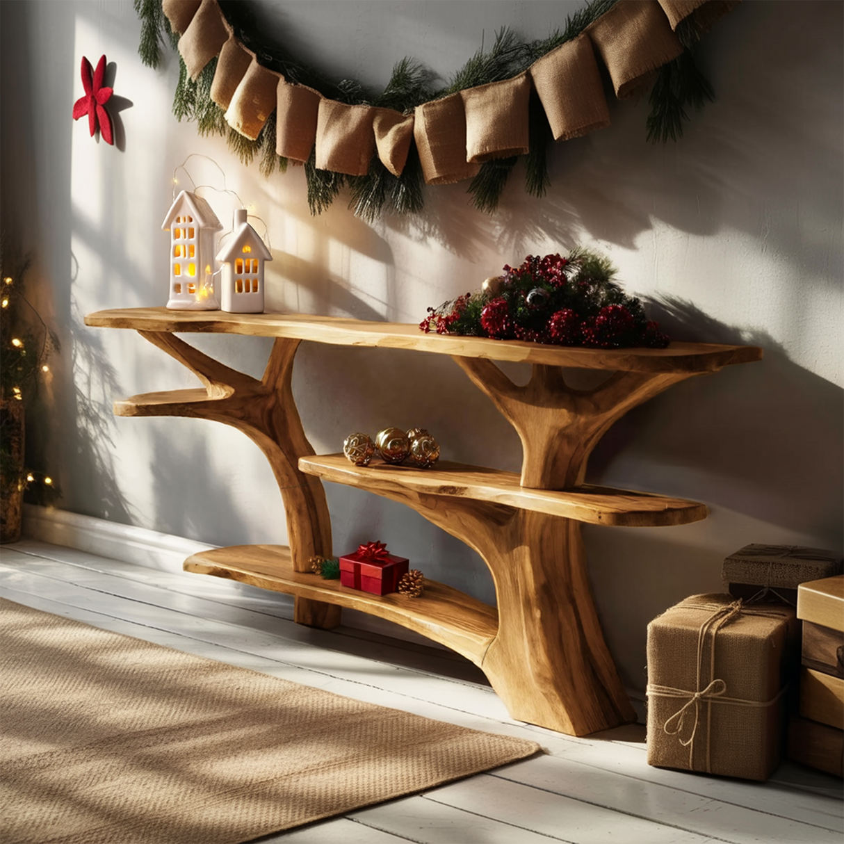 Modern Live Edge Entryway Table For Xmas Entryway Holiday Seasonal Accent