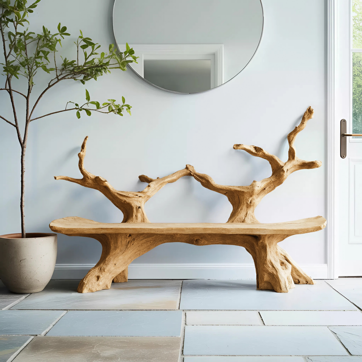 Mid Century Live Edge Bench For Elegant Patio