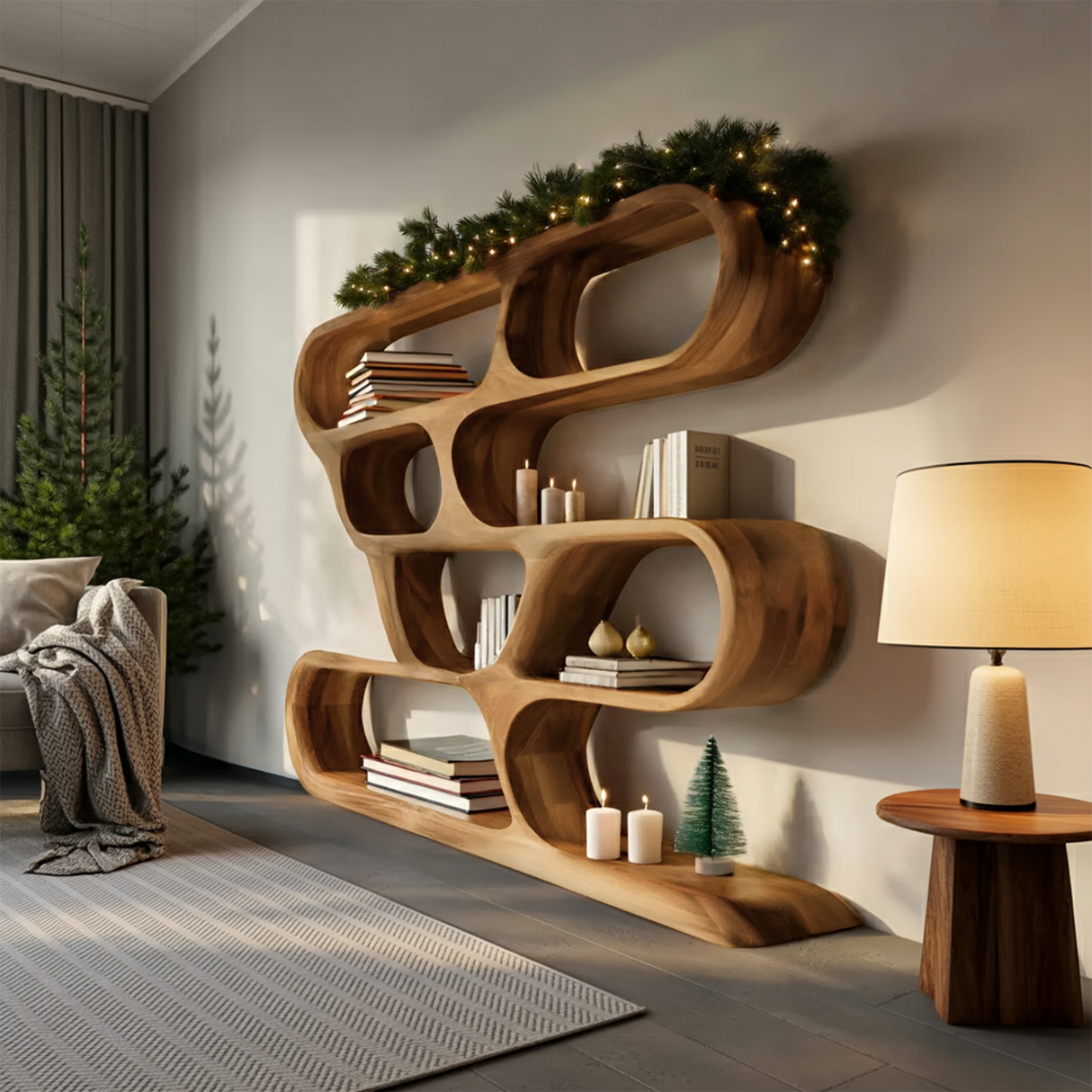 Modern Curved Shelf For Holiday Decoration