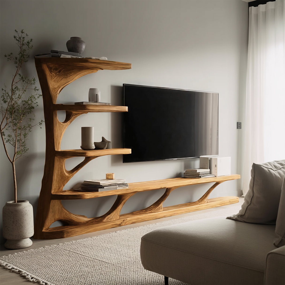 Modern TV Console With Branch Design For Living Room