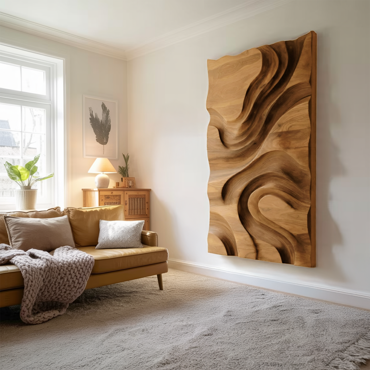 Modern Organic Wall Art Panel For Living Room Decor