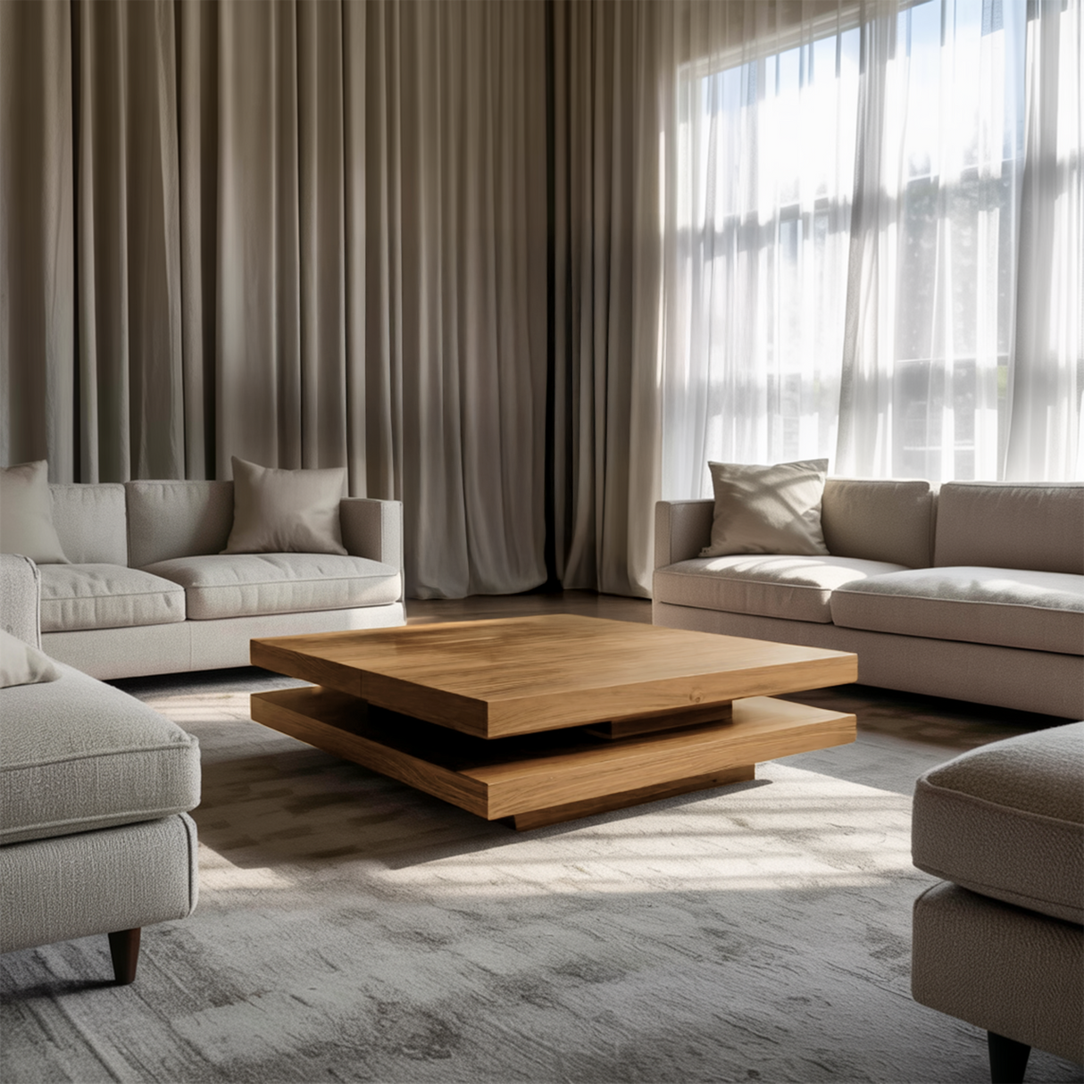 Modern Rustic Wooden Live Edge Coffee Table For Living Room