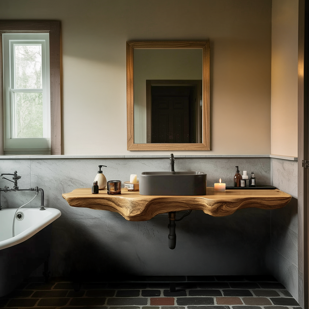 Mid Century Solid Wood Vanity For Sleek Bathroom
