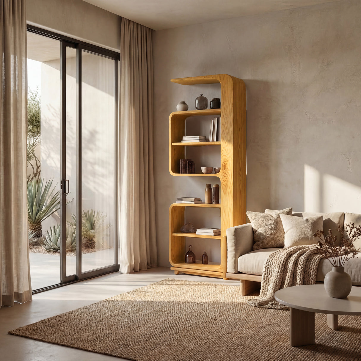 Minimalist Wooden Standing Shelf For Living Room