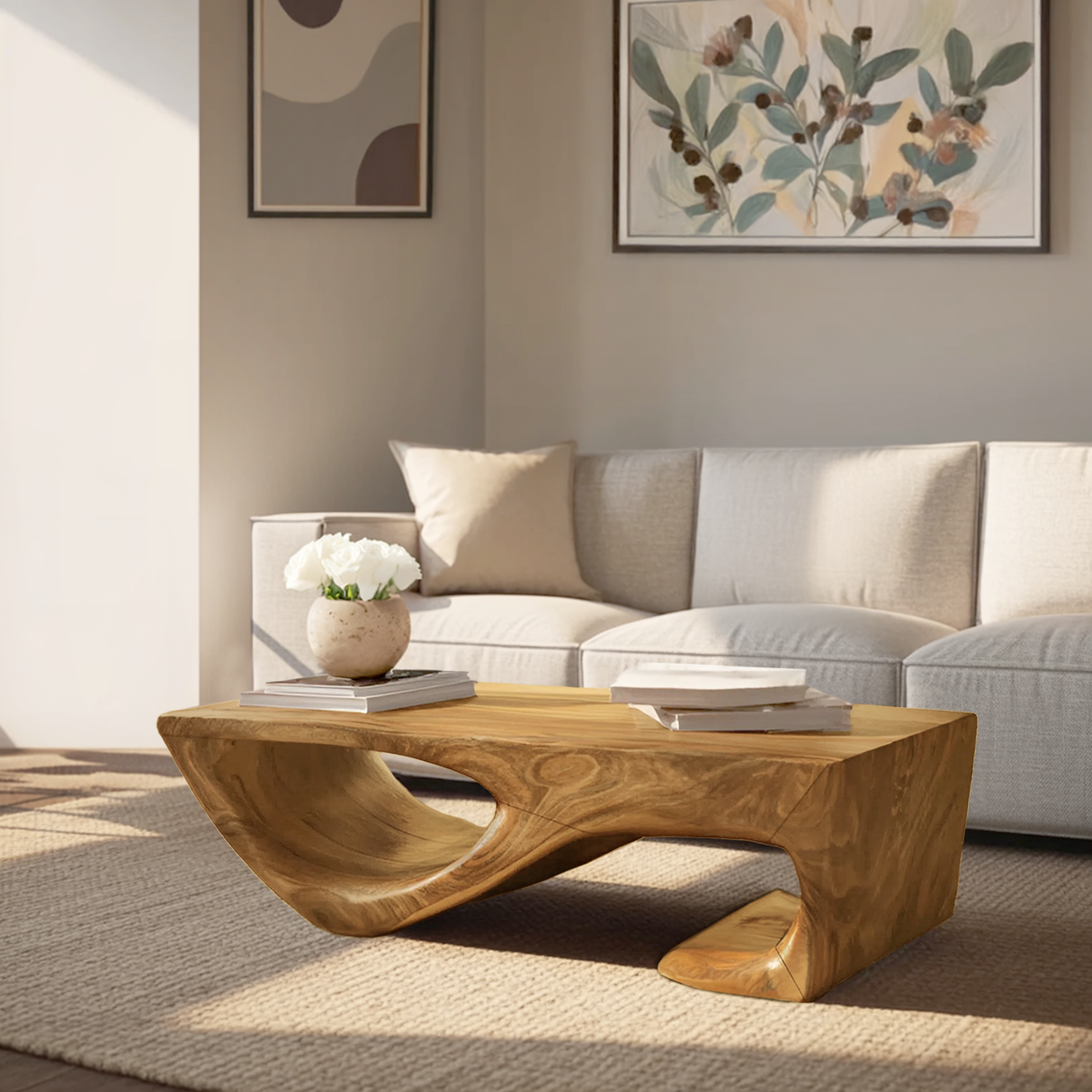 Minimal Curved Coffee Table For Living Room