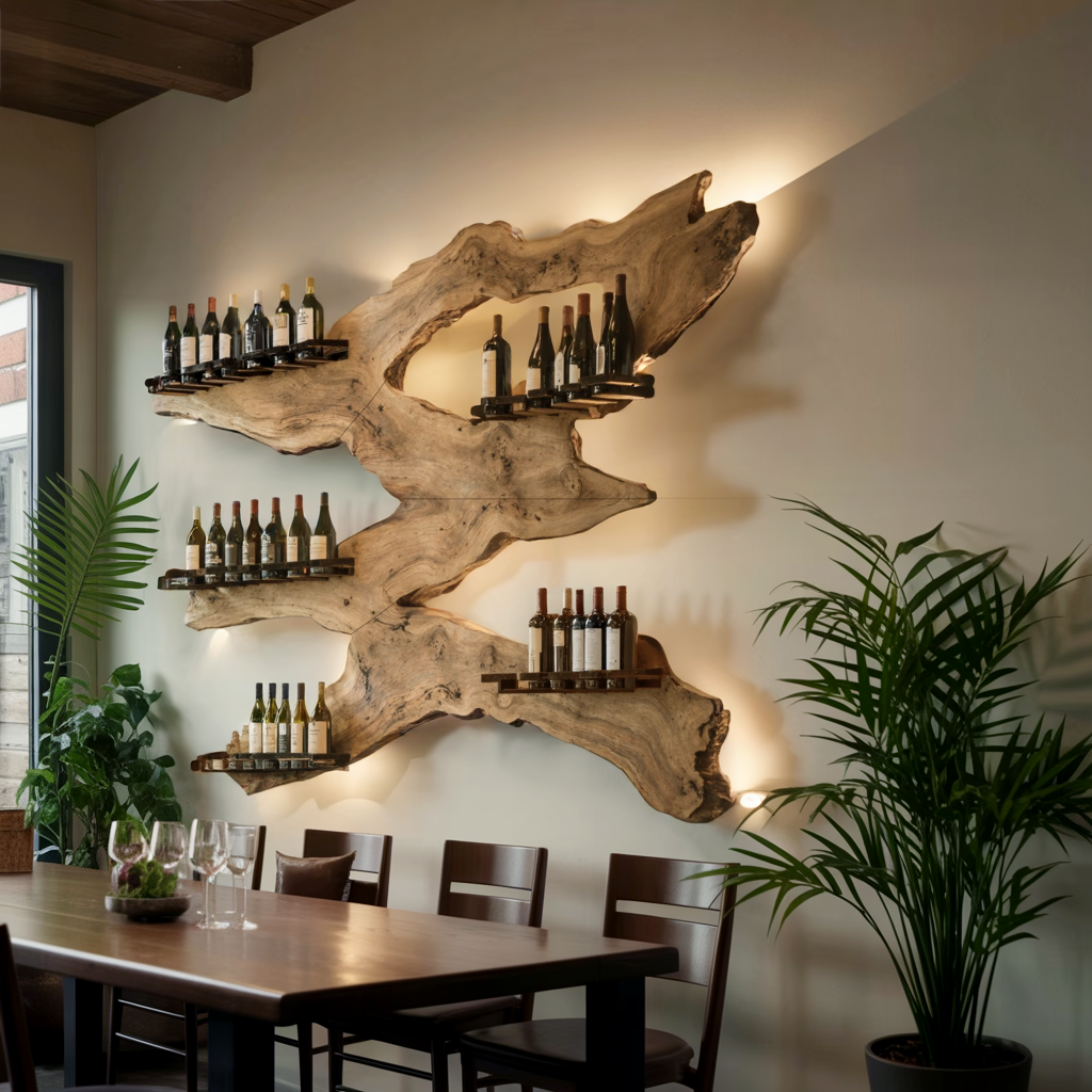 Handcrafted Wine Holder For Kitchen Wine Wall Accent