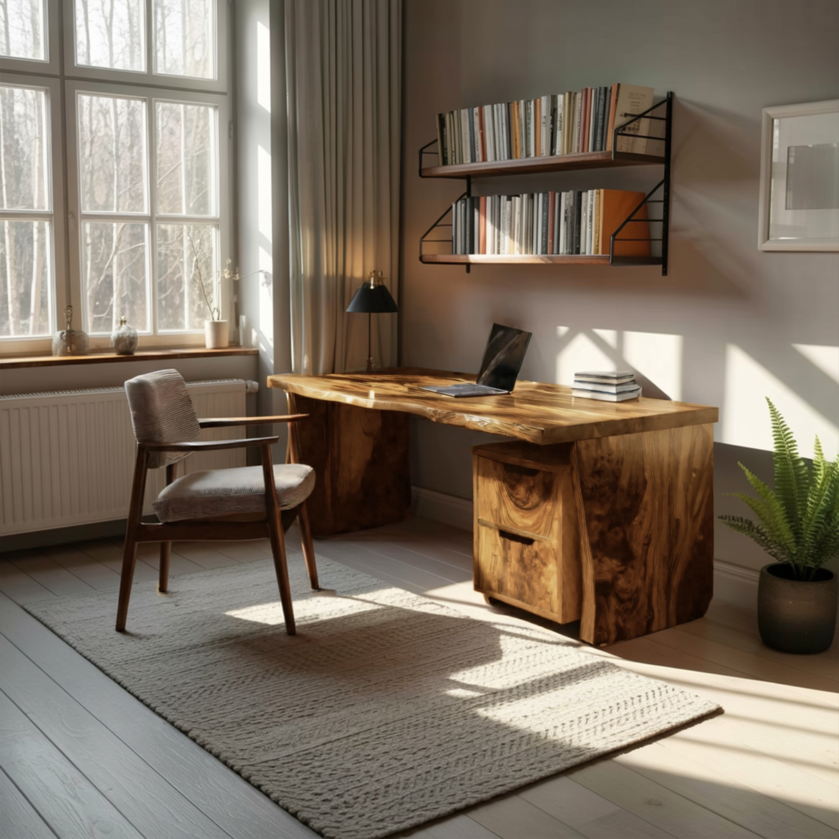 Mid Century Desk Corner Work Desk For Study Area