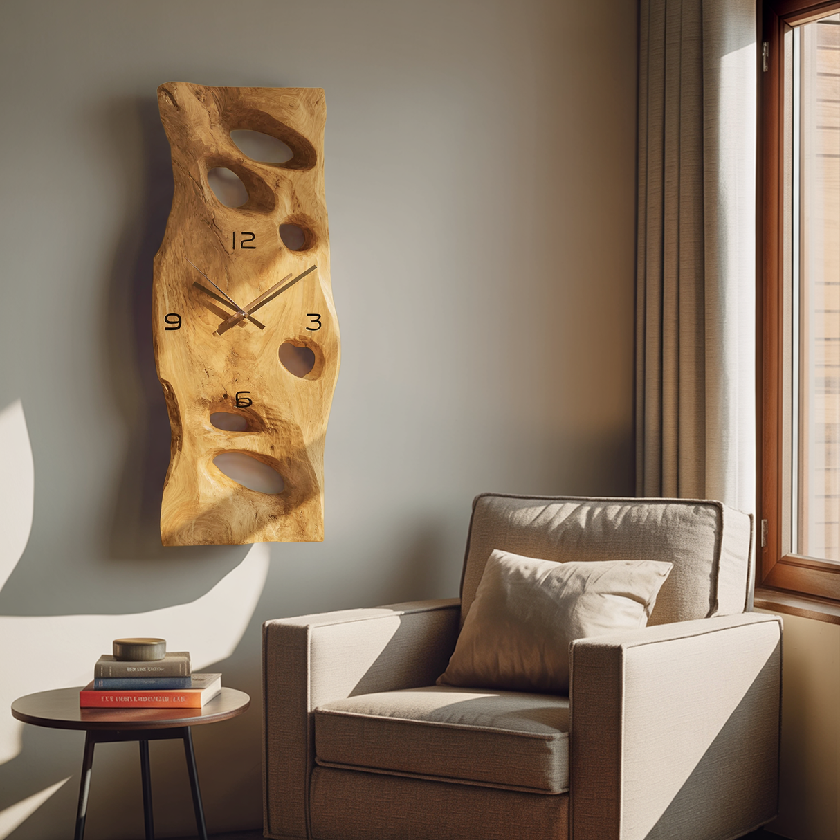 Contemporary Carved Wall Clock For Living Room