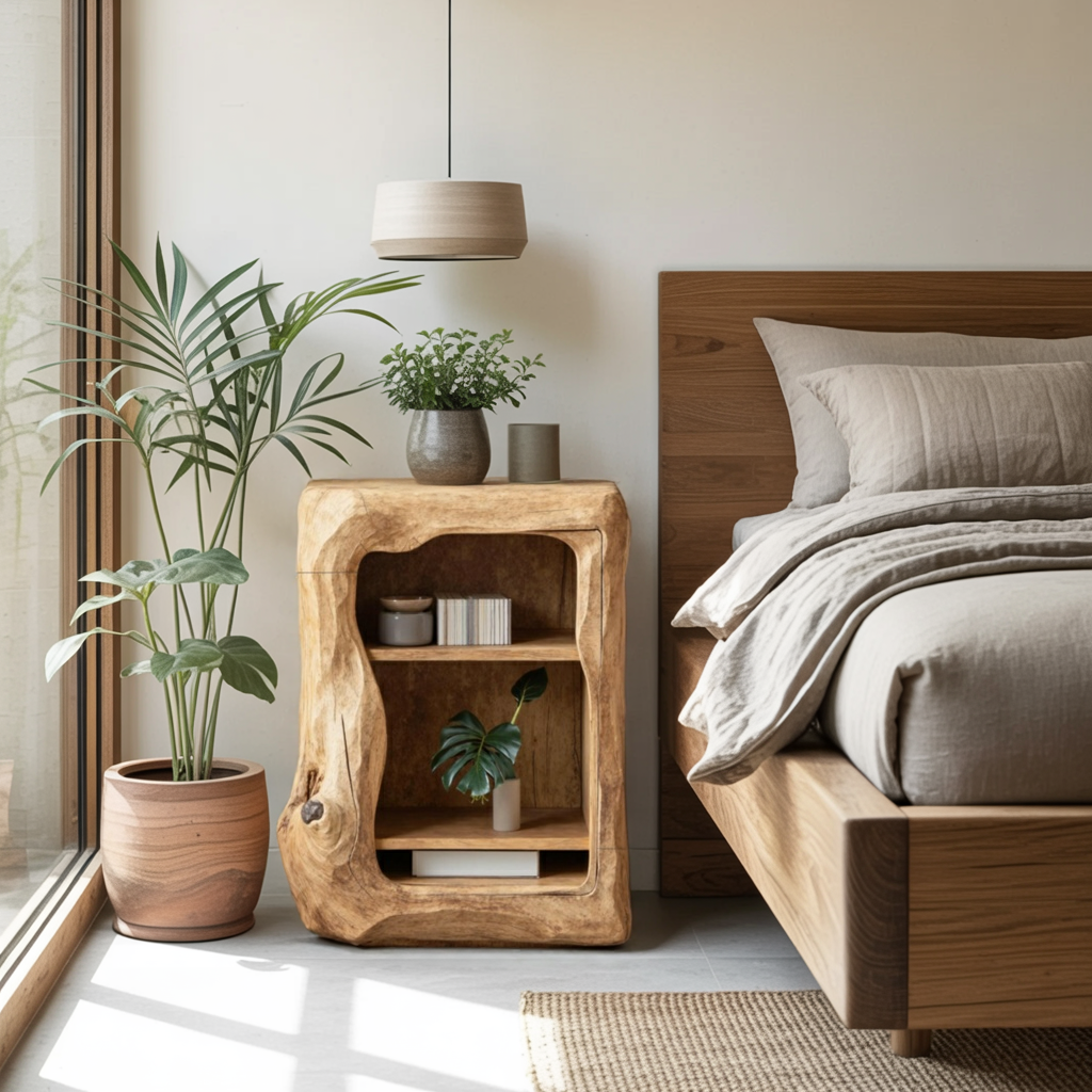 Rustic Wooden Nightstand Bedroom Furniture Essential