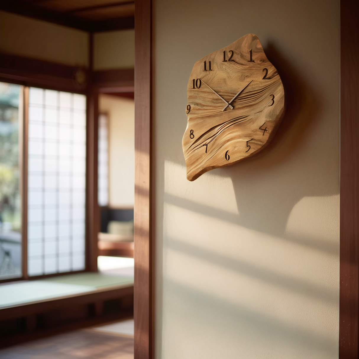 Minimalist Wall Clock Organic Shape Clock For Living Room