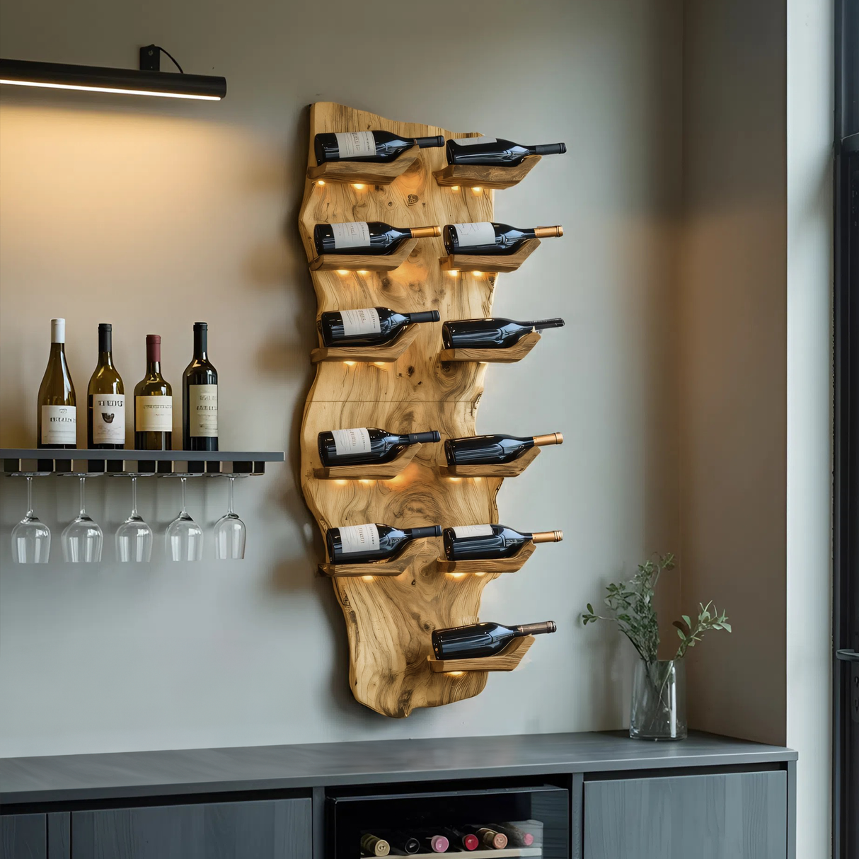 Farmhouse Live Edge Wine Holder For Living Room Furniture