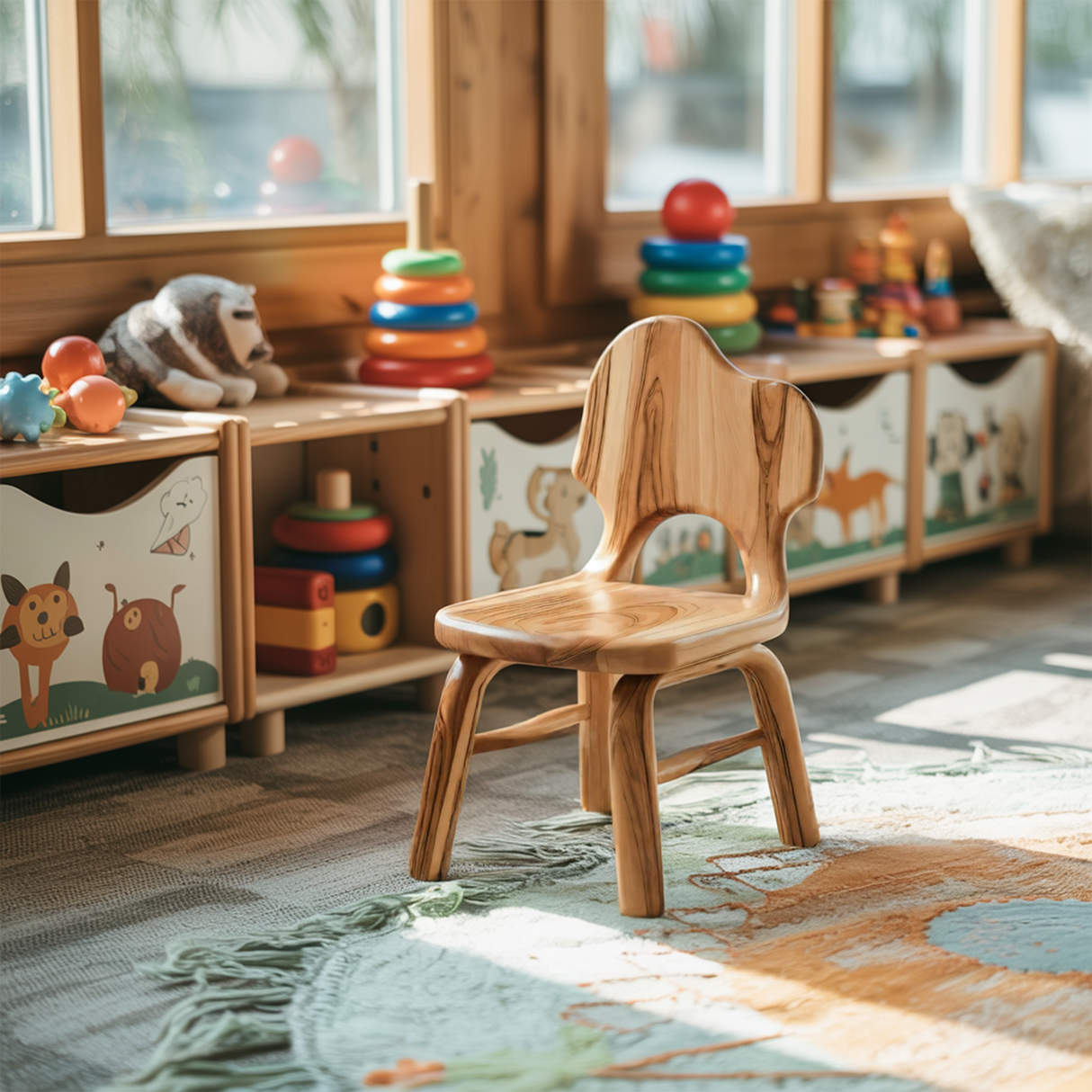 Montessori Toddler Chair With Cute Backrest For Playroom Nursery And Preschool