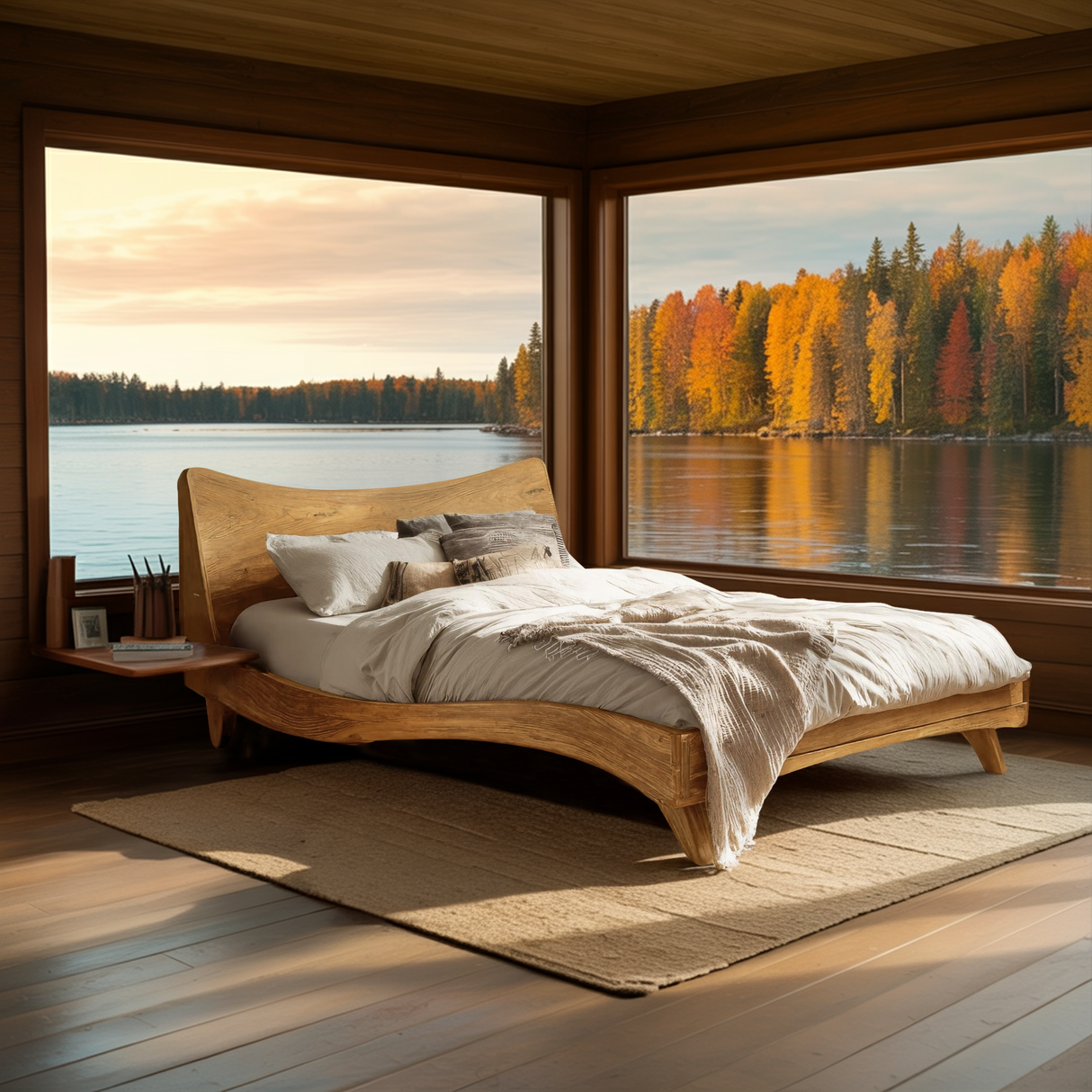 Set Headboard And Curved Bed Frame For Modern Bedroom