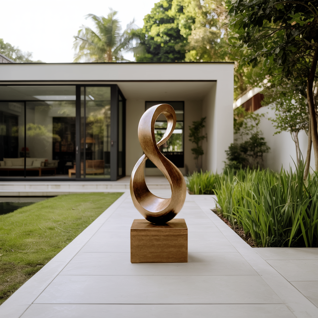 Farmhouse Large Wooden Sculpture For Living Room Accent