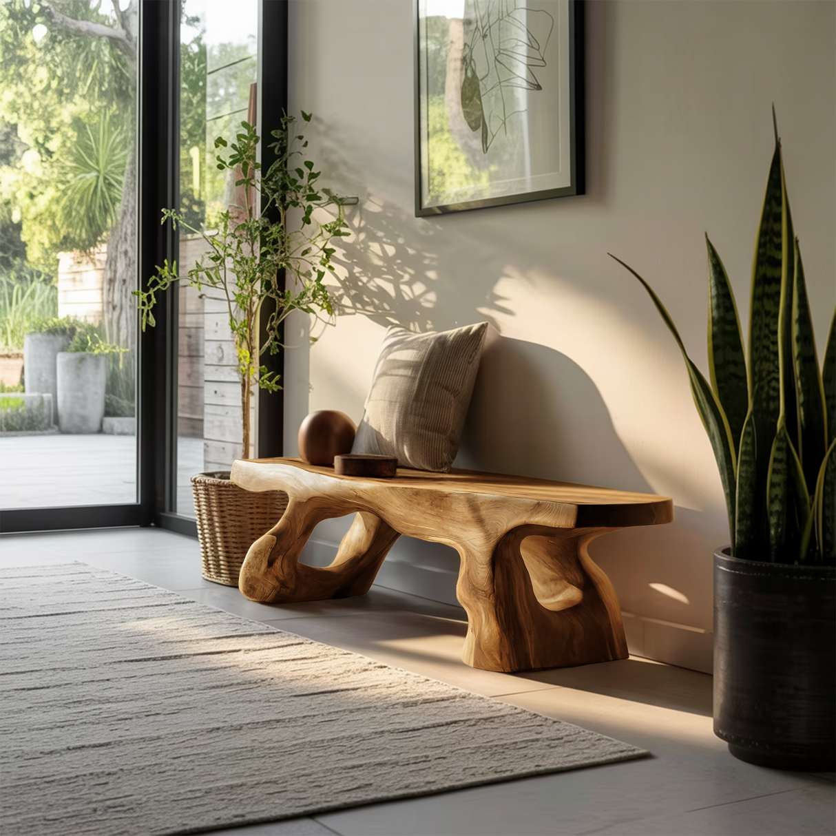 Artistic Sculptural Bench For Entryway Or Hallway