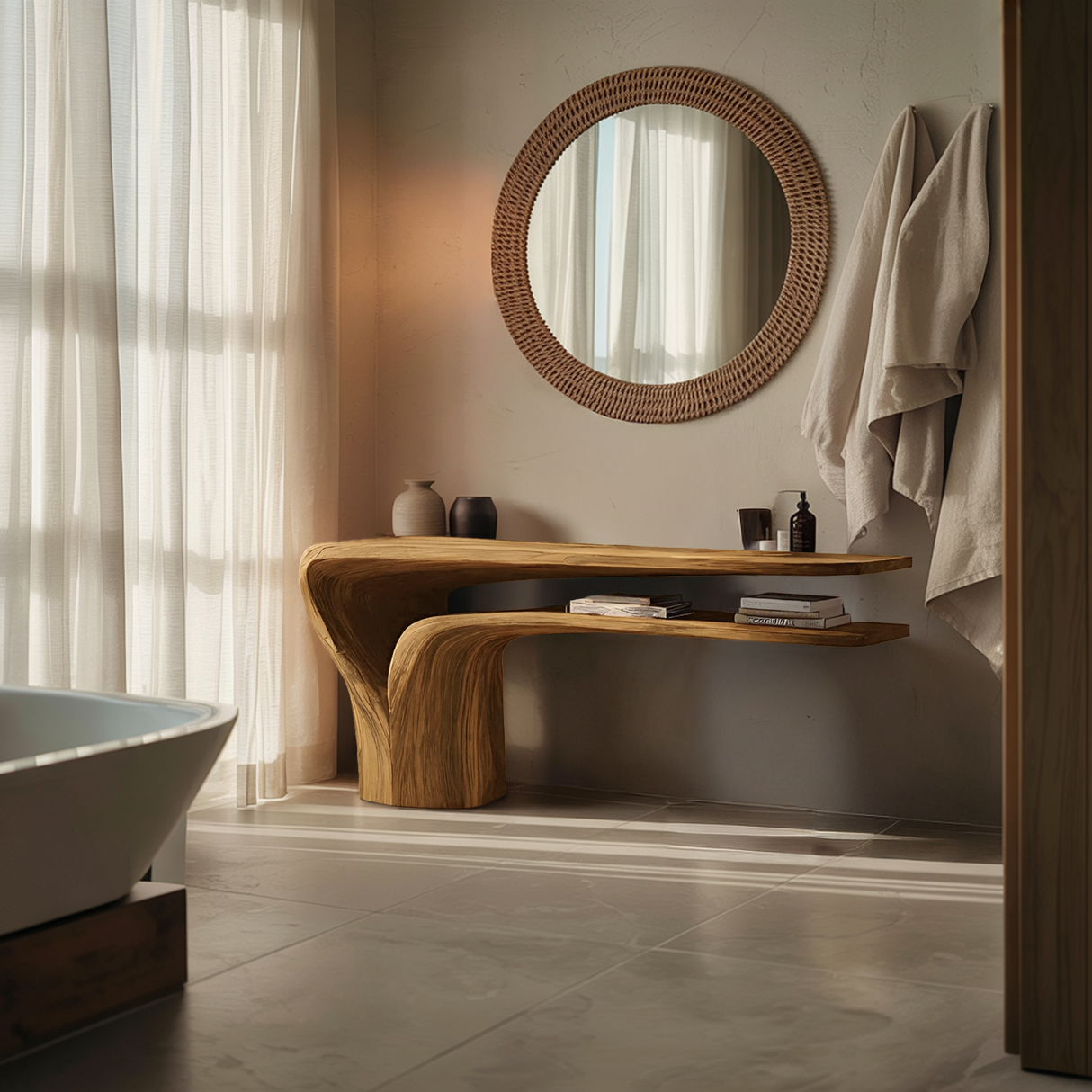 Organic Vanity Table For Bedroom Interior Space