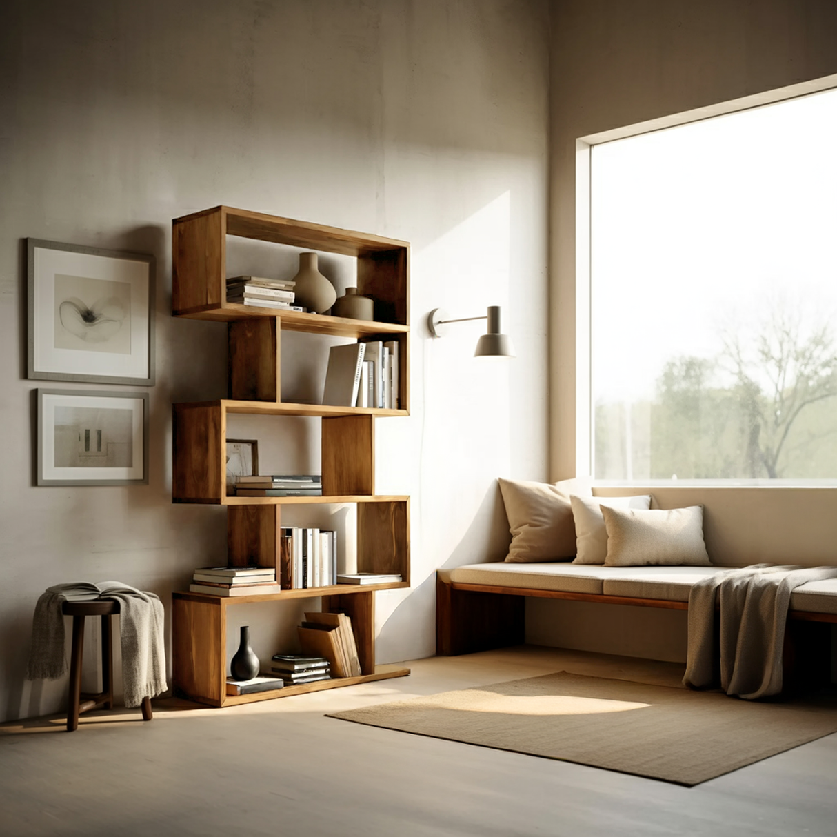 Modern Bookshelf Open Storage Display For Living Room