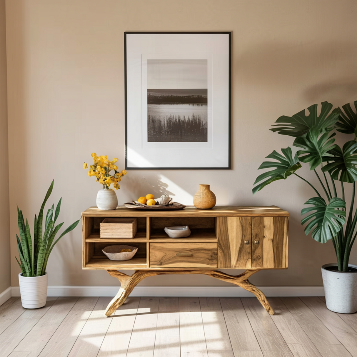 Mid Century Live Edge Entryway Table For Bedroom Decor Inspiration