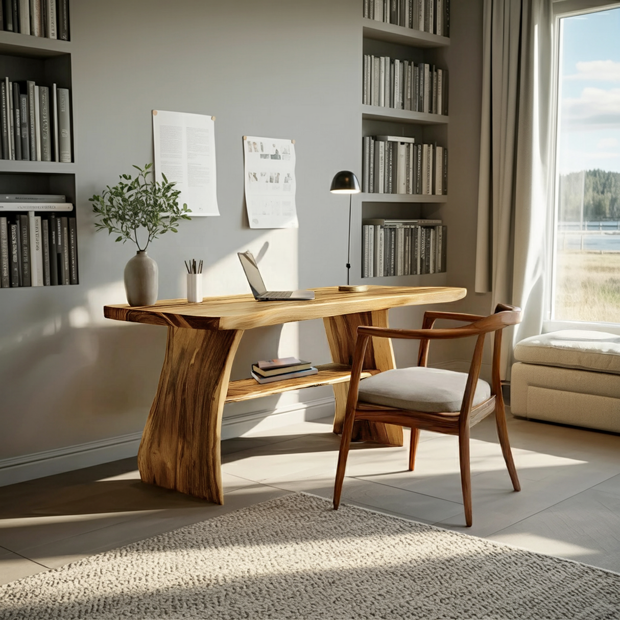 Farmhouse Live Edge Desk For Creative Studio And Office