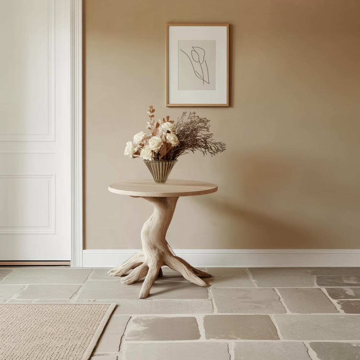 Farmhouse Solid Wood End Table For Living Room Stylish Wall Accent