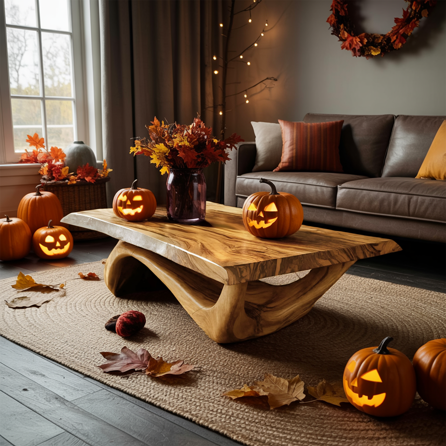 Modern Solid Wood Coffee Table Livingroom Decor Spooky Haunted Style