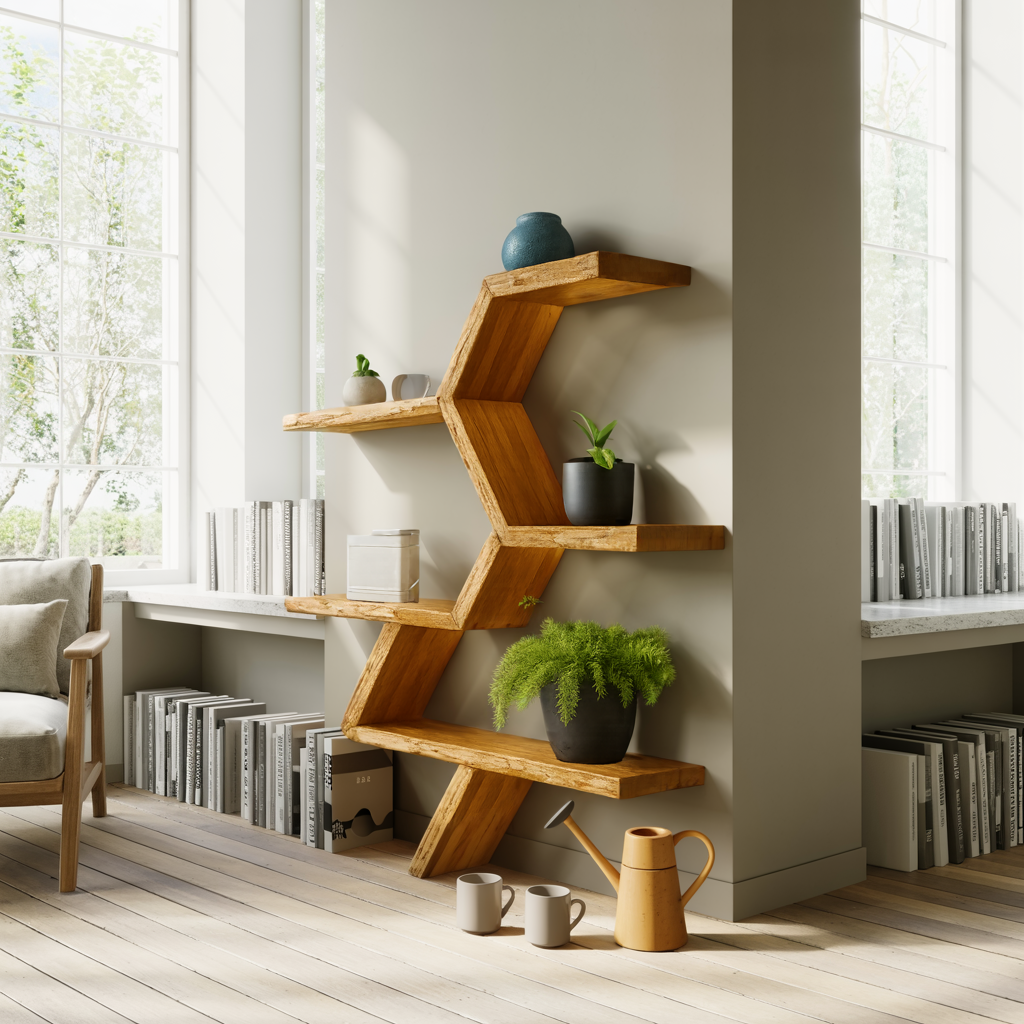 Modern Geometric Wall Shelf For Indoor Plants Display