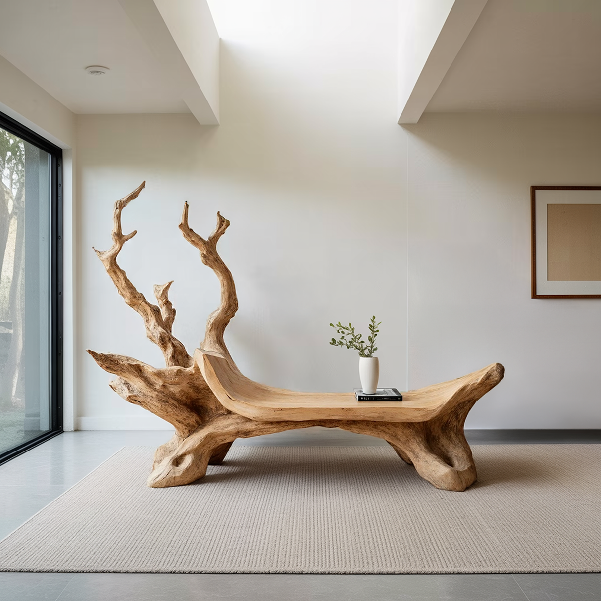 Mid Century Wooden Bench For Modern Living Room Decor