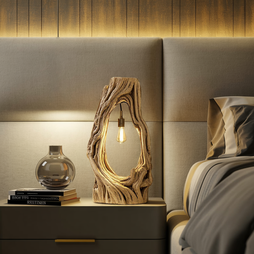 Rustic Floor Lamp With Exposed Bulb For Living Room