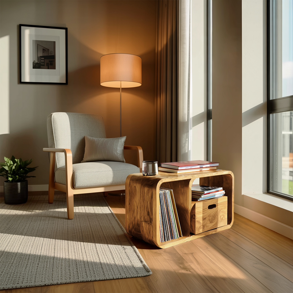 Modern Minimal Wooden Side Table For Living Room
