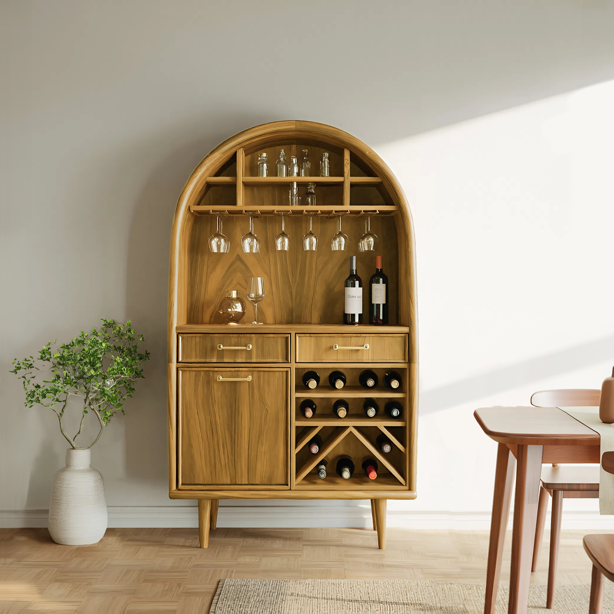 Modern Arched Wine Cabinet For Dining Room