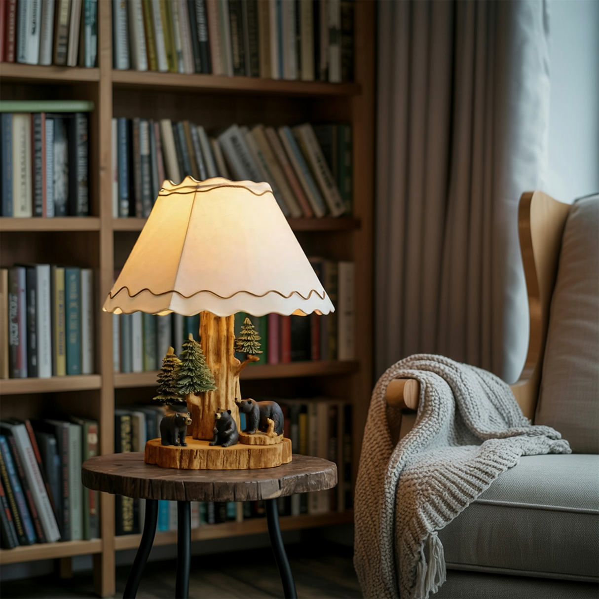 Rustic Bear Table Lamp For Cozy Winter Decor