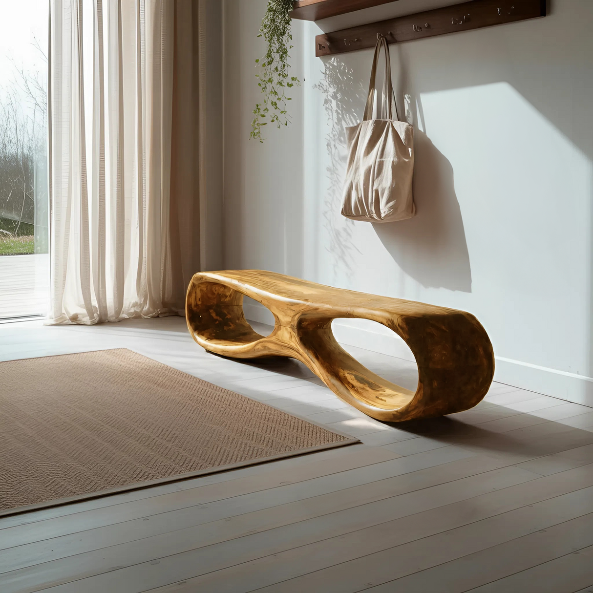 Organic Sculptural Bench For Living Room Decor