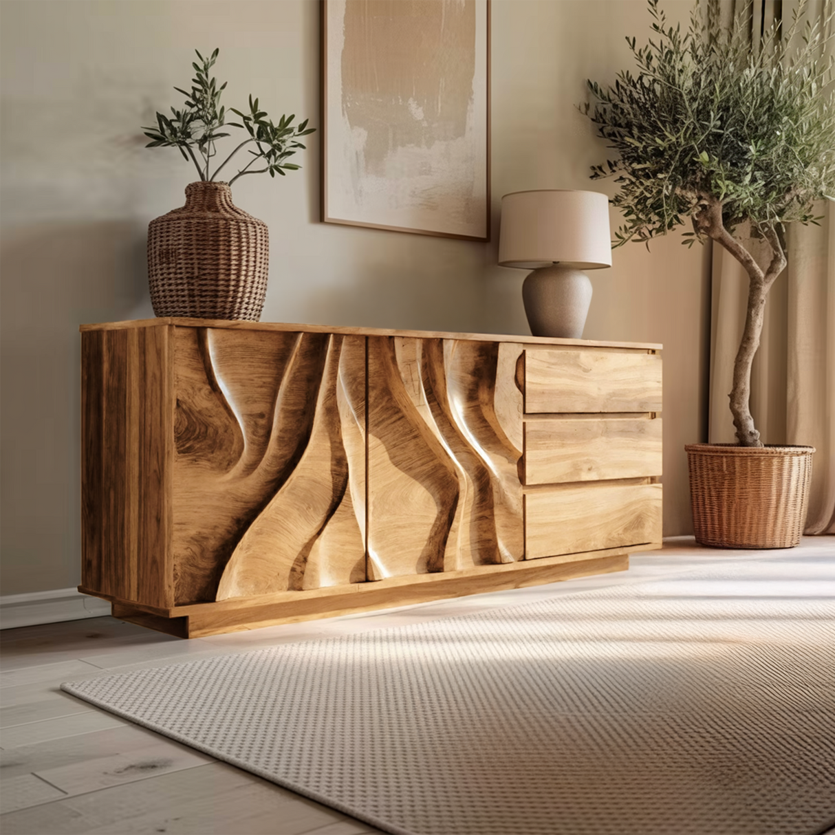 Organic Sculptural Sideboard For Living Room Or Bedroom