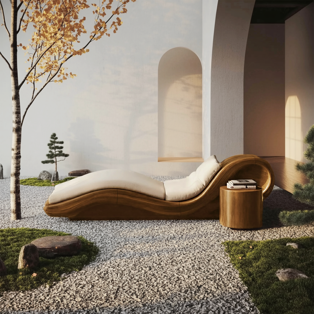 Mid Century Wooden Daybed For Patio Furniture Outdoor Design