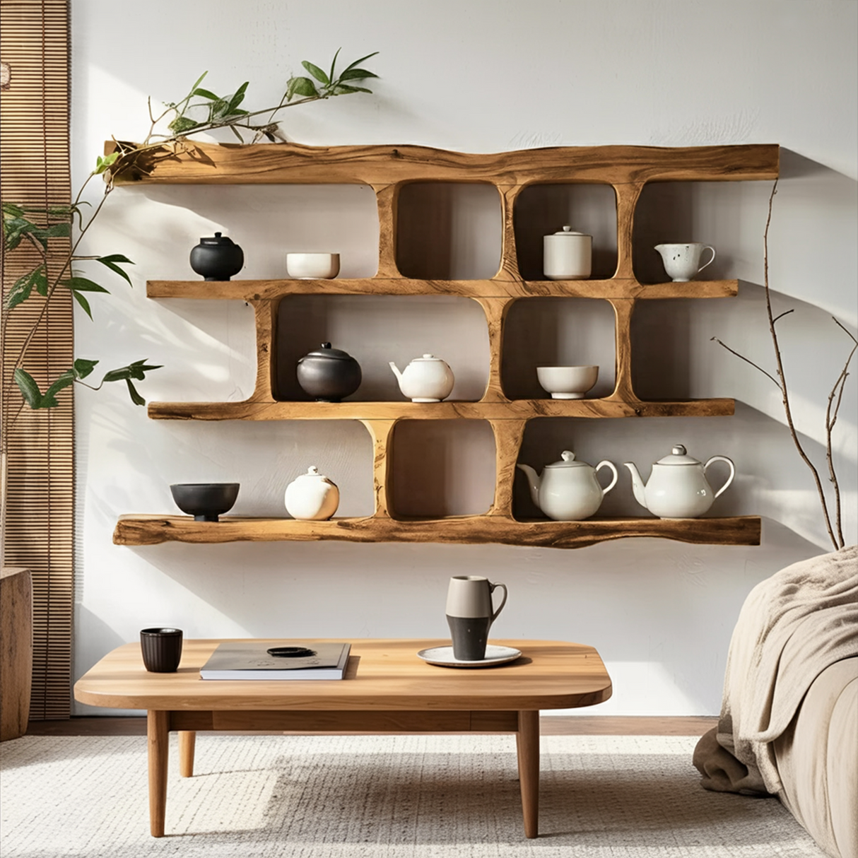 Mid Century Solid Wood Bookshelf For Bedroom Decor