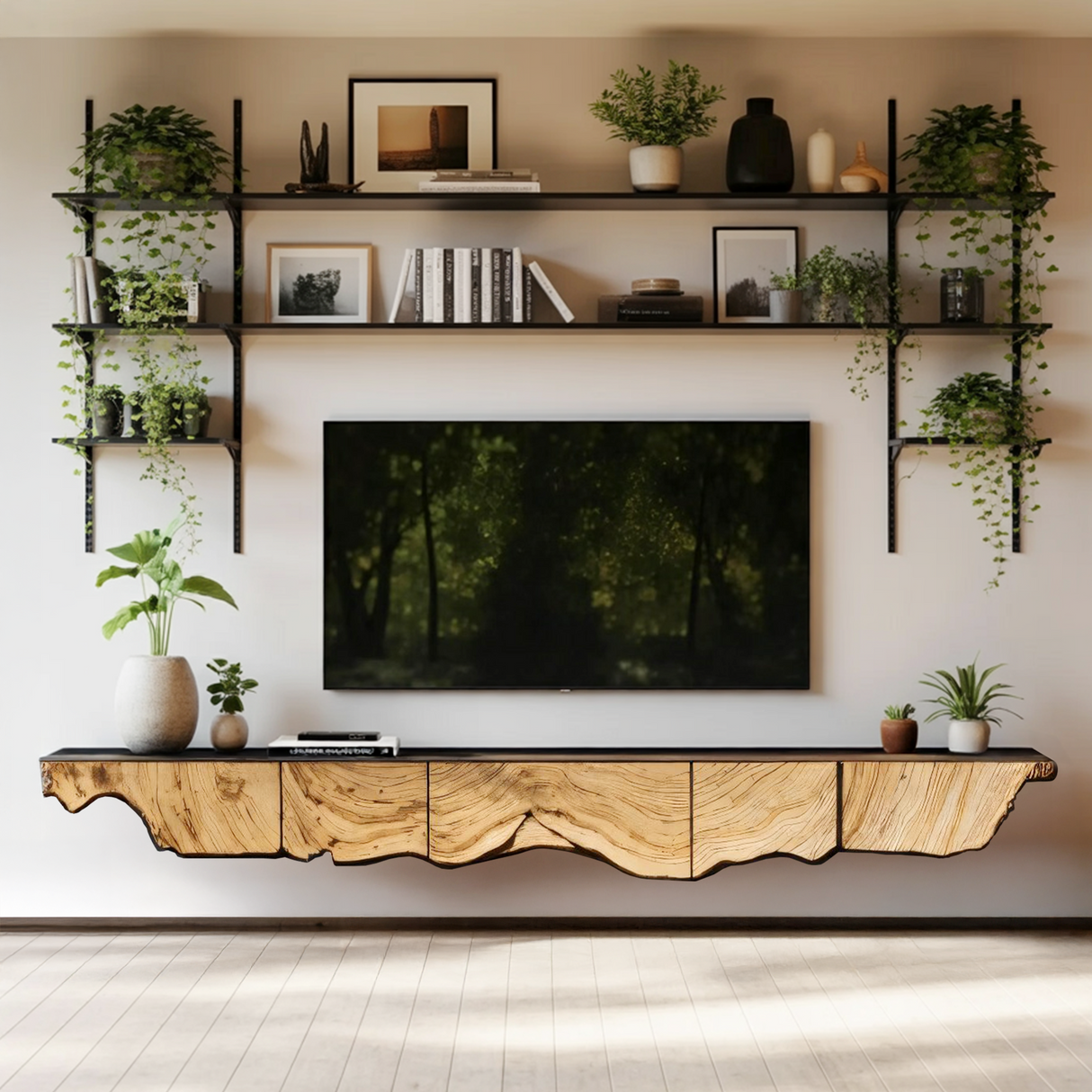 Handcrafted TV Cabinet For Rustic Entryway Style