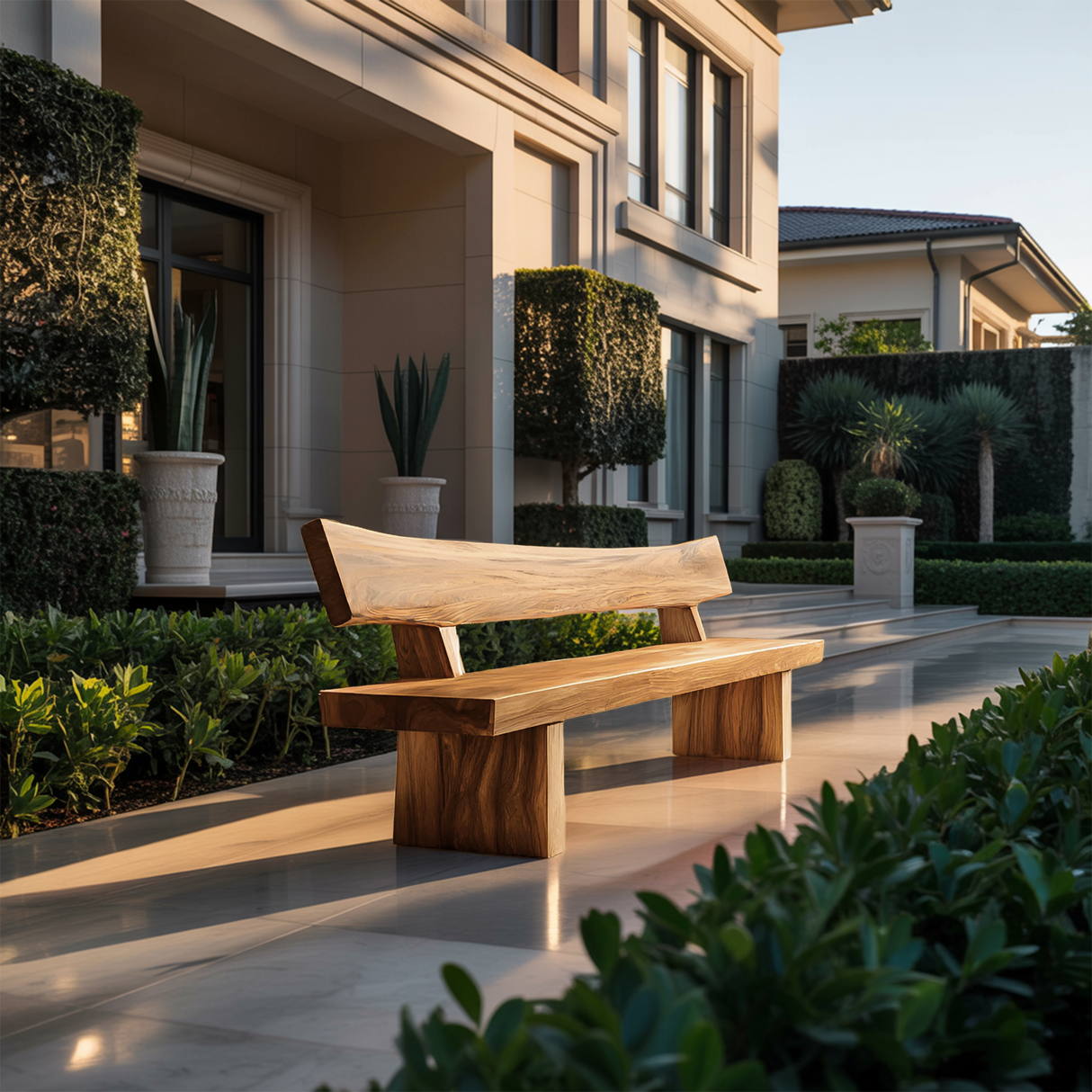 Rustic Outdoor Wood Bench For Courtyard And Villa Garden