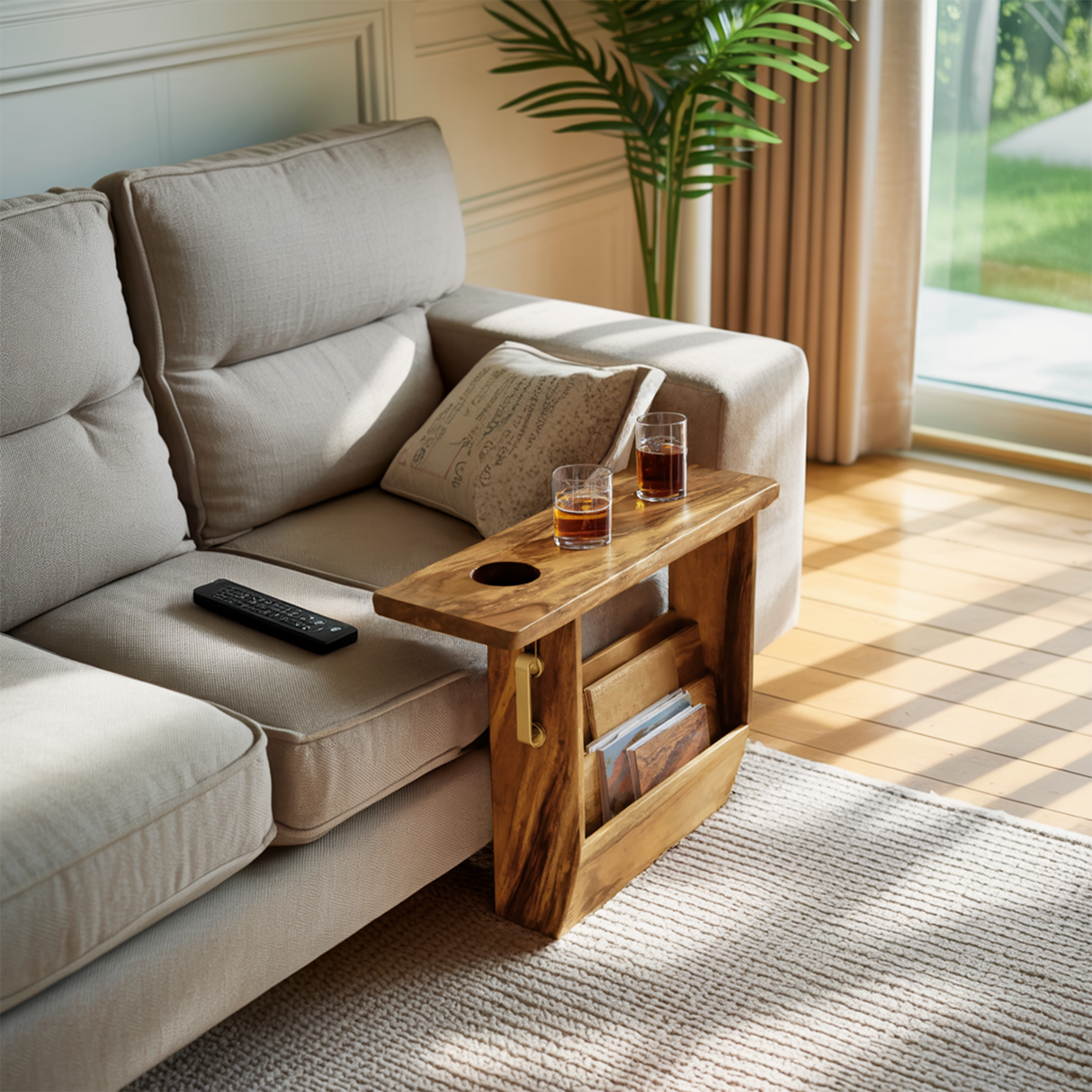 Mid Century Solid Wood Armrest For Furniture Decor