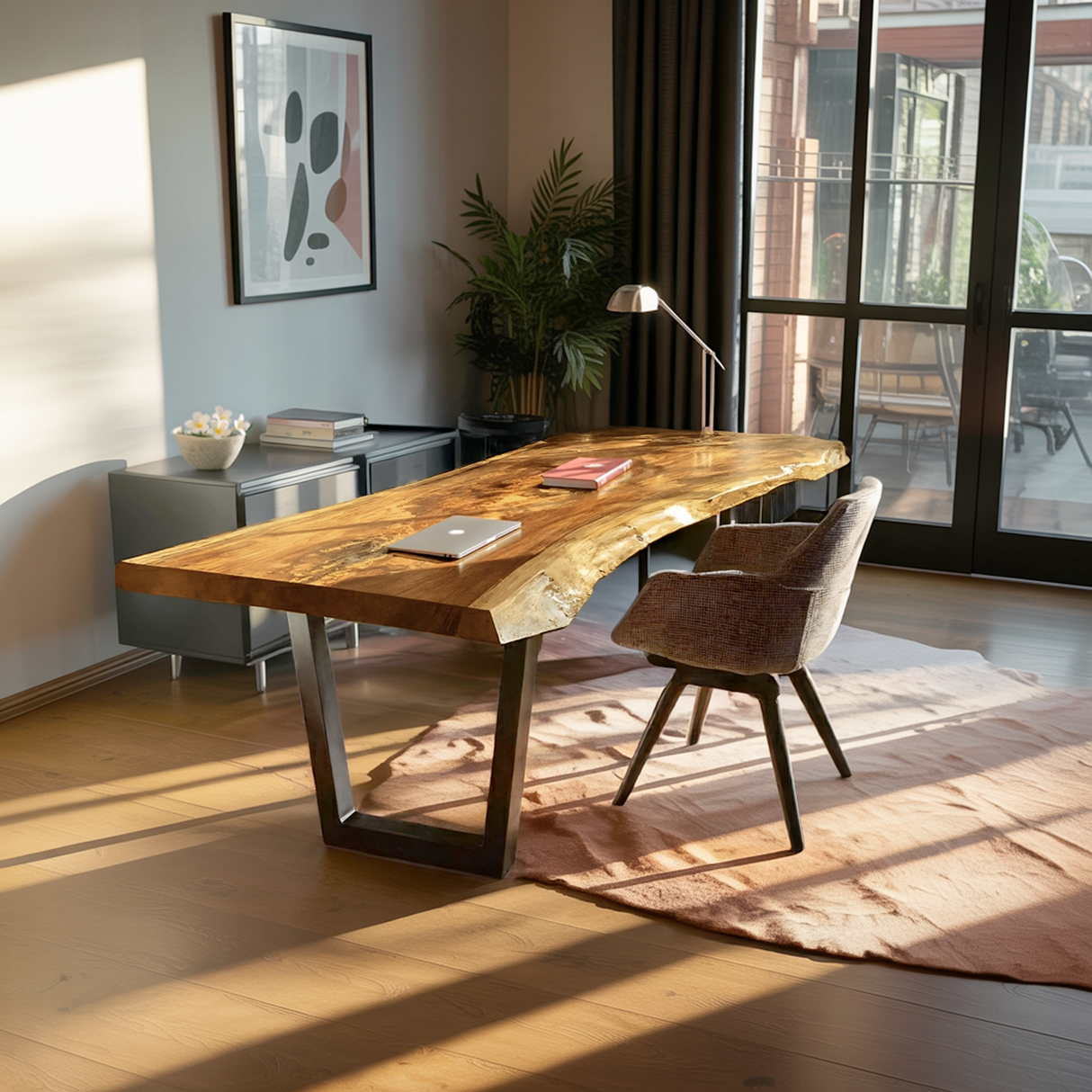 Mid Century Natural Wooden Tabletop For Decor