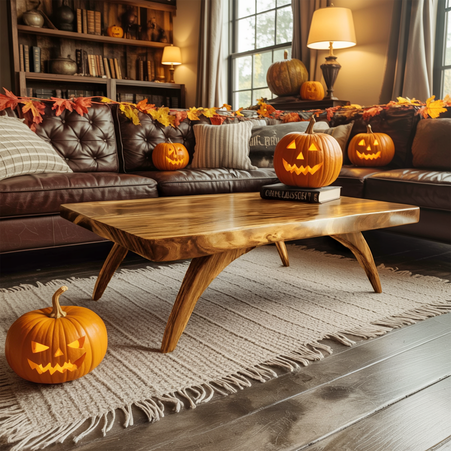 Handcrafted Wooden Live Edge Coffee Table Livingroom Decor Ghost Vibes