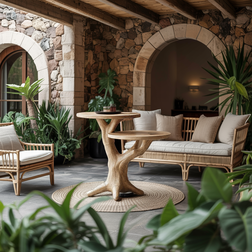 Mid Century Round End Table Living Room Accent