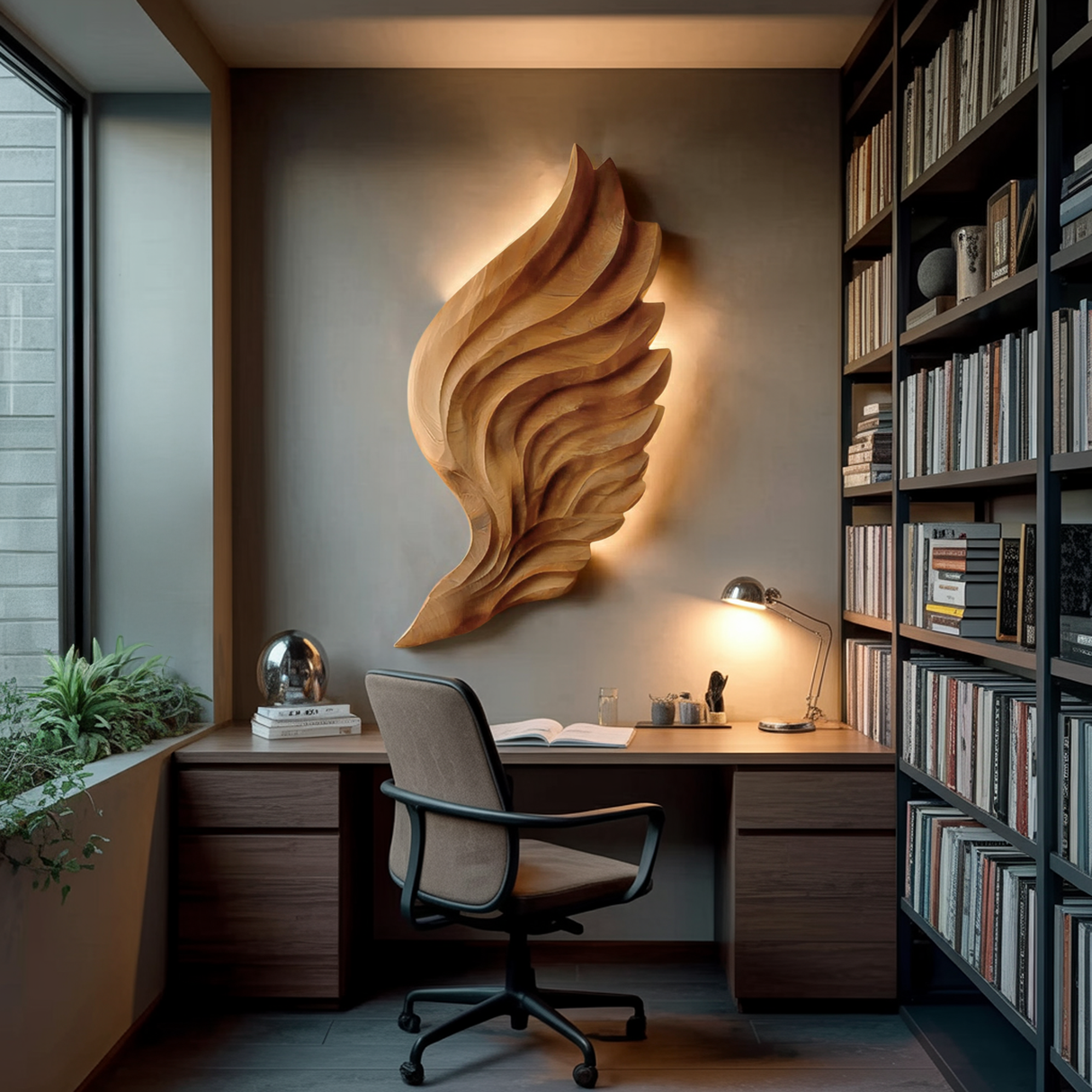Contemporary Wooden Wing Wall Art For Modern Wall Decor